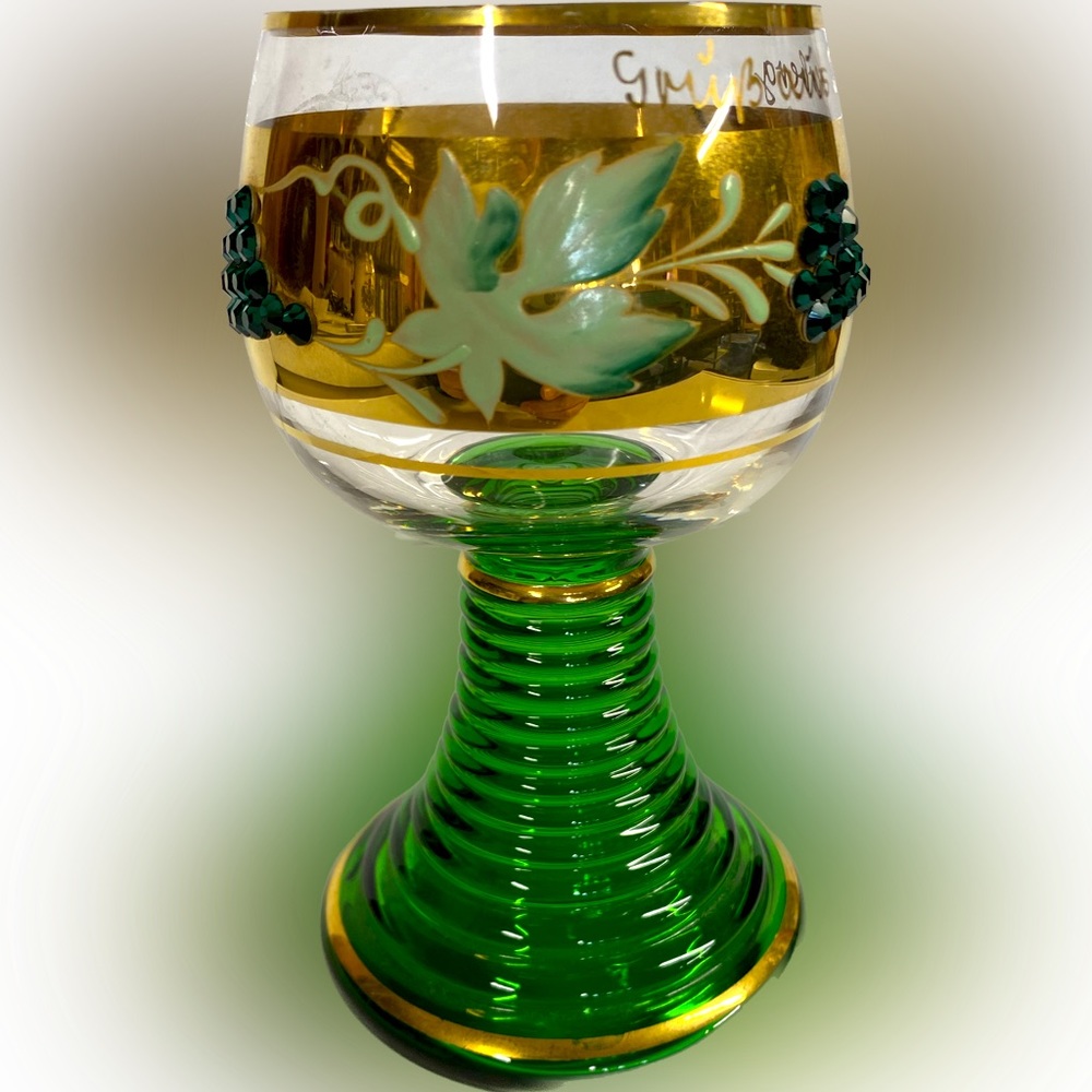 Vintage 1970s Roemer Rhinestone Jeweled Wine Glass